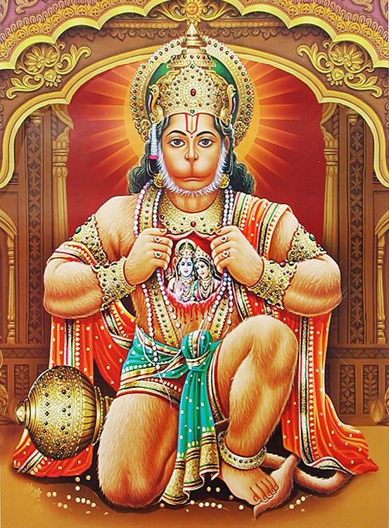 Hanuman Ji showing Ram & Sita inside his chest